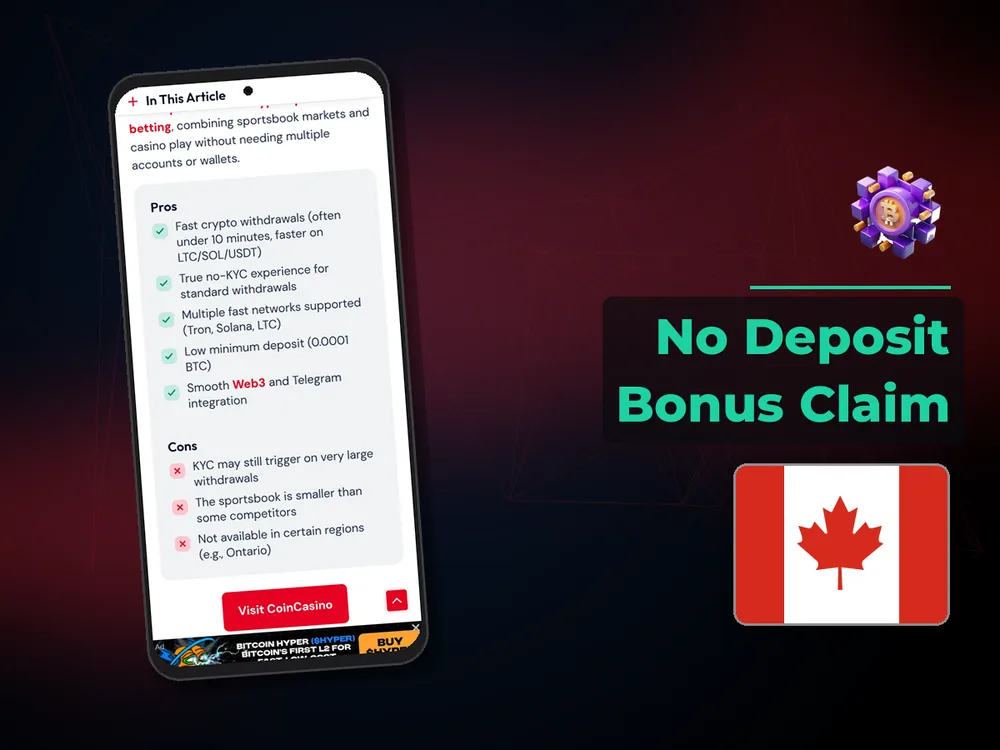 Сrypto Сasino Canada - No Deposit Bonus Claim